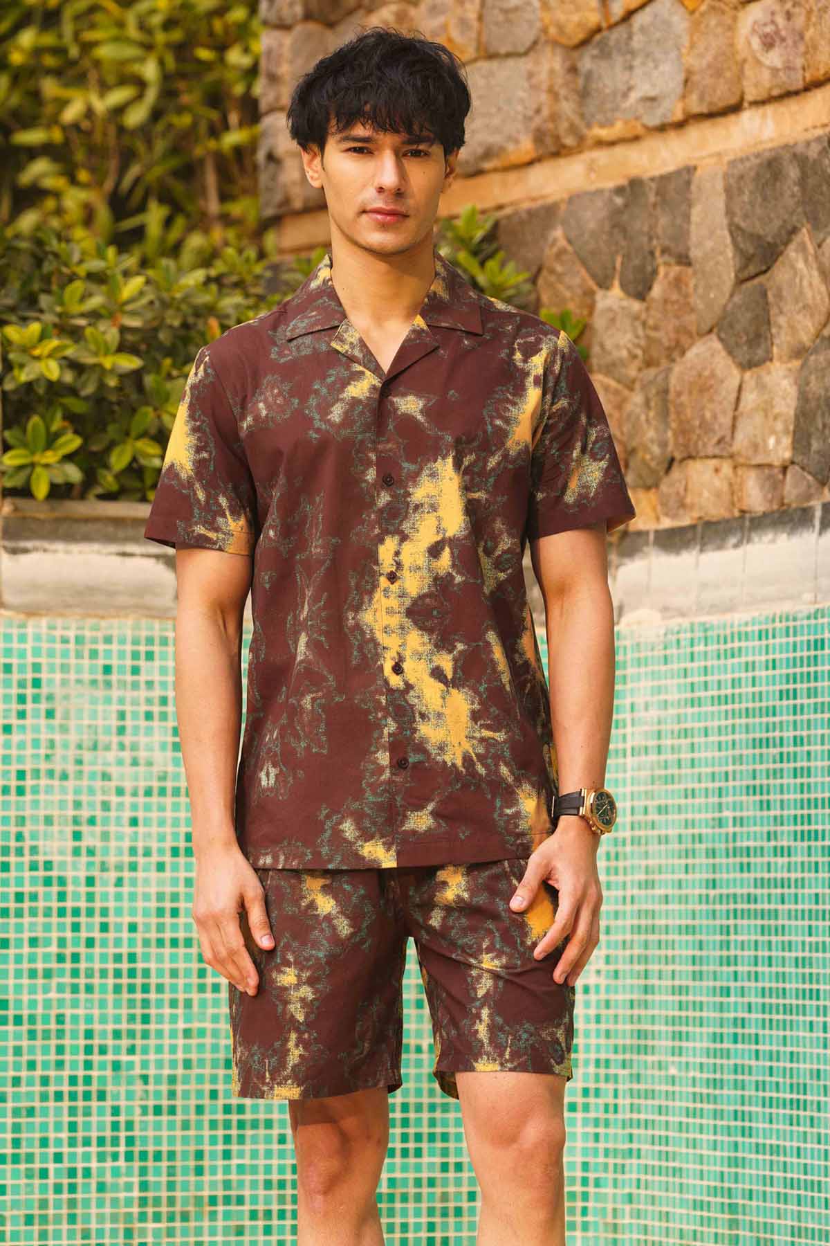 Sewtable Clothing Multicolor Tie Dye Print Shirt for men online at ScrollnShops